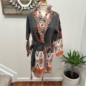 Miss Me Aztec fringe cardigan‎ wrap sweater ladies size Small NWT